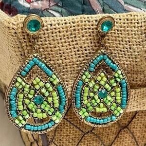 VINTAGE Retro Bohemian Gypsy Seed Bead Earrings